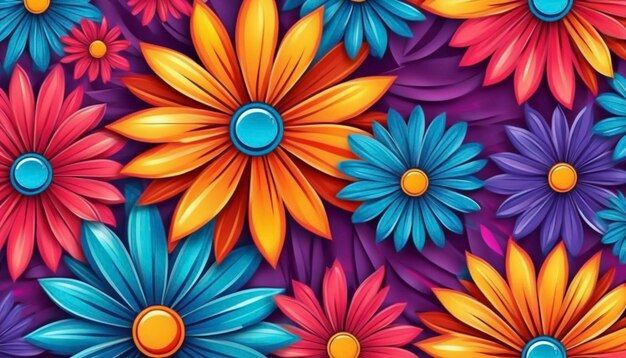 Vibrant colors bright floral background