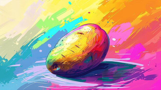 Vibrant colors bring a potato to life in this digital painting