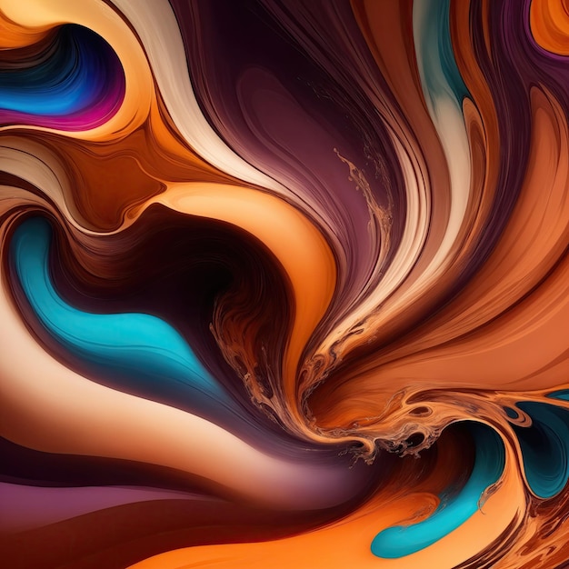 Vibrant colors and Brown flowing smooth wave Background