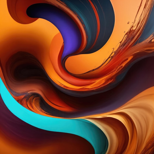 Vibrant colors and Brown flowing smooth wave Background