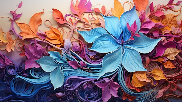 Photo vibrant colors in a creative acrylic painting