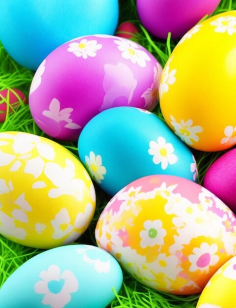 Photo vibrant colors easter eggs