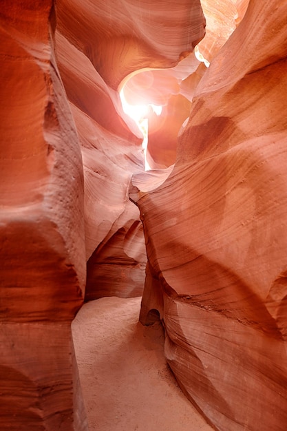 Vibrant colors of eroded sandstone rock in slot canyon arizona usa