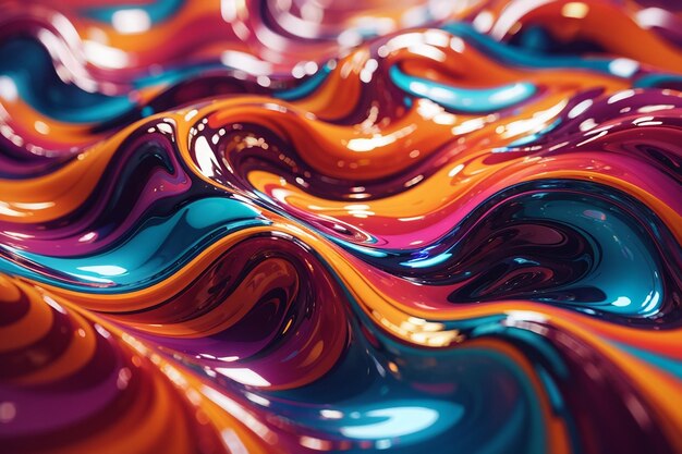 鮮やかな色が抽象的な波模様に流れます