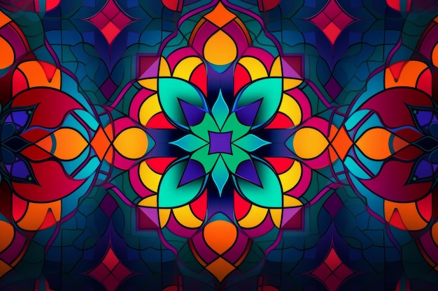 Яркие цвета и геометрические узоры, представляющие празднование Мавлида