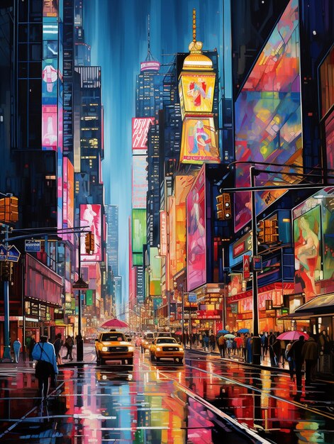 Premium AI Image | Vibrant colors illuminate modern city street backdrop