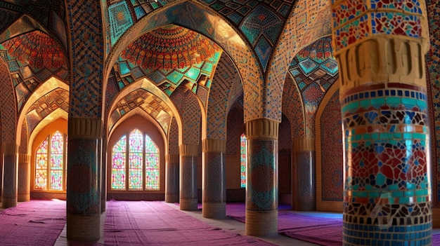 Photo the vibrant colors of the mosques mosaics