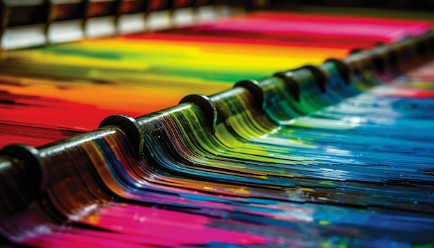 Foto colori vivaci nello spettro dell'arcobaleno una grande collezione in magazzino generata dall'intelligenza artificiale