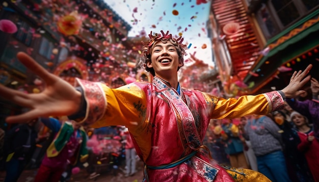 鮮やかな色彩の 春の祭り