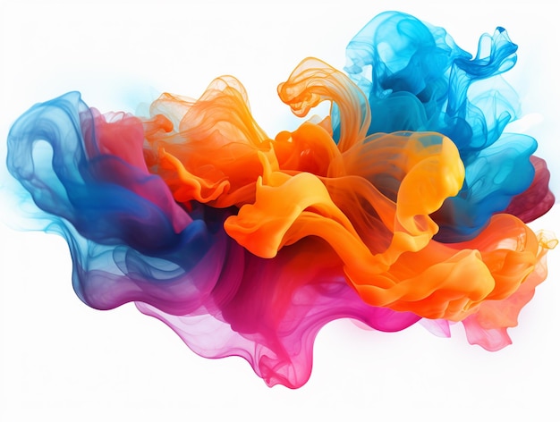 Vibrant colors swirl in abstract ink cloud creating a smoke splash