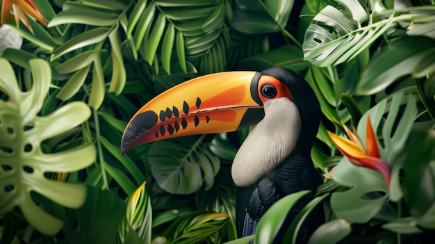 Photo vibrant colors of toucan beak