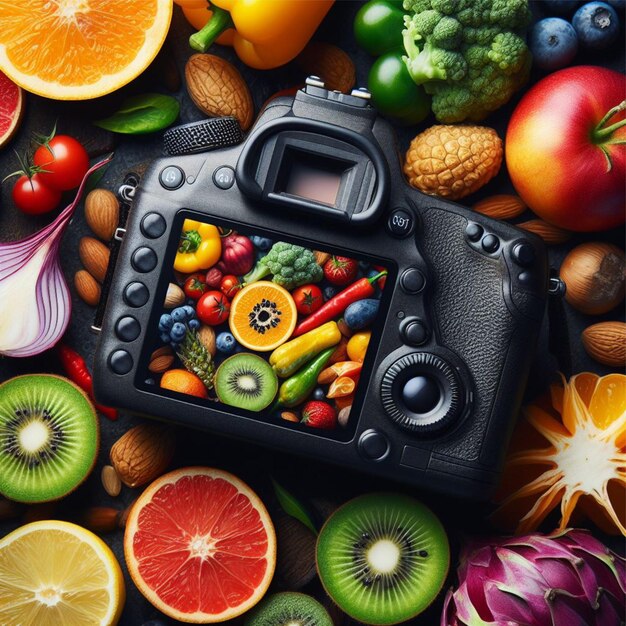 Foto colori vivaci e texture uniche di frutta e verdura da vicino