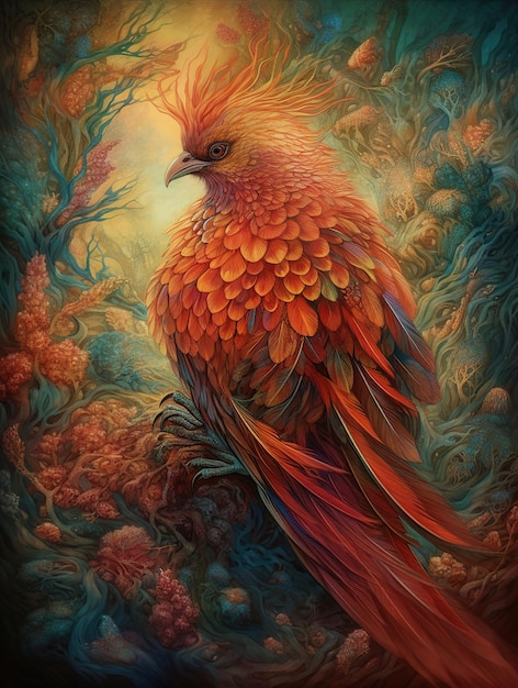 The vibrant colors used in the illustration bring the Phoenix to life and create a sense of energy Generative Ai