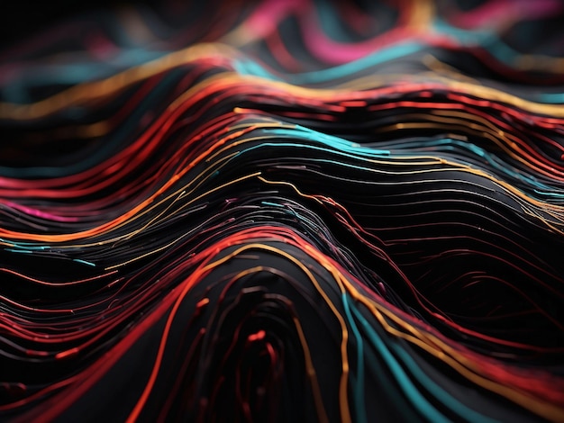 Photo vibrant colors and wave pattern create elegance generated by ai