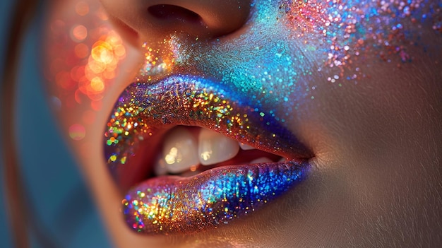 Photo vibrant colors with women lipstick