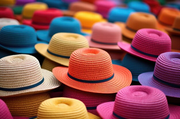 Vibrant colourful hats perfect wearable craft and store decorations on siam background