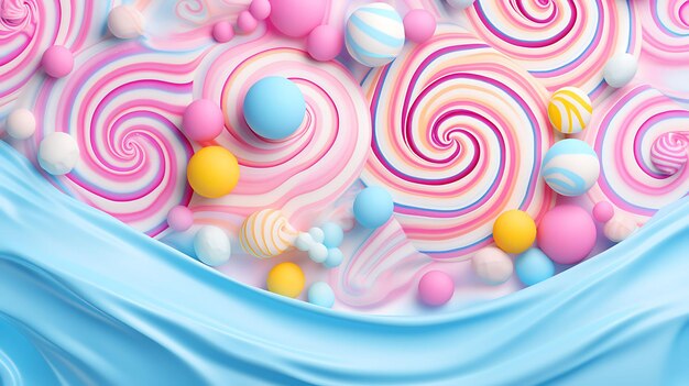 Vibrant Confectionery Creative Poster Design Featuring a Yummy Colorful Top View Background Candy