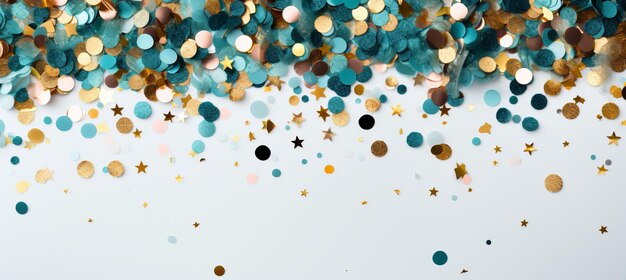 Photo vibrant confetti explosion on white background with ample text space for celebrations