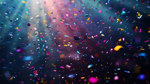 Photo vibrant confetti fills the air under bright lights happiness and festivity in celebration