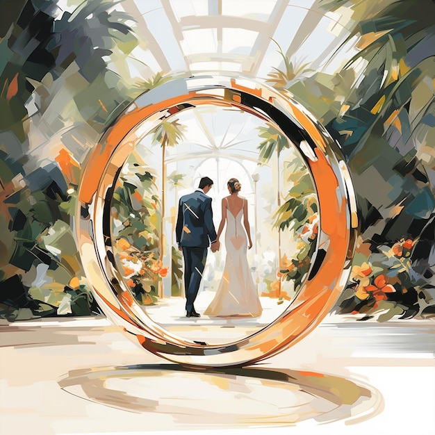 Photo vibrant and contemporary art style unique ring ceremony