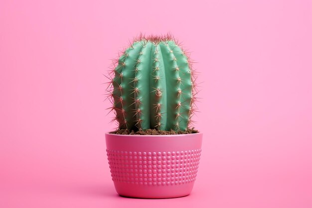 Vibrant contrast the green cactus flourishes on a pink canvas