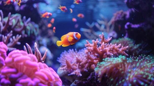 Vibrant coral and fish underwater harmony