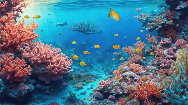 vibrant coral reef teeming with life beneath the crystalclear waters