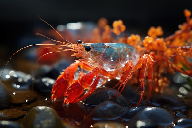 Vibrant Crimson Red Shrimp Generative AI