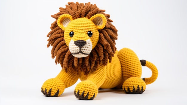 Vibrant Crocheted Lion Stuffed Animal A Unique Arts And Crafts Creation