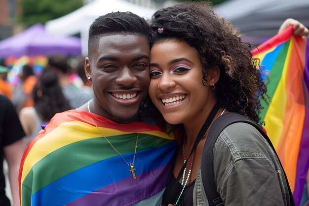 Photo a vibrant crowd of diverse individuals celebrating lgbtq pride