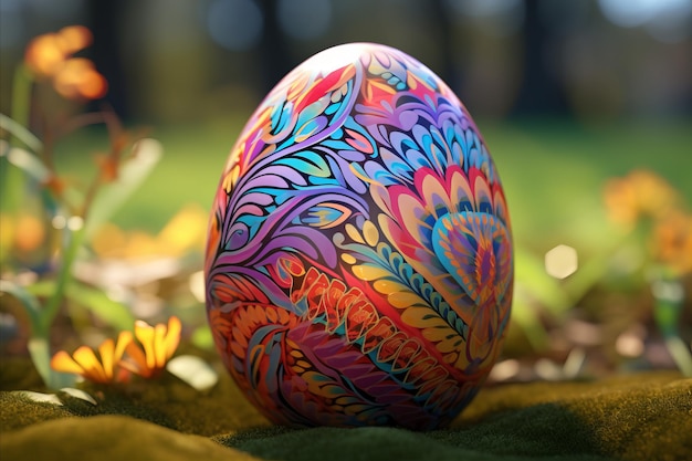 Vibrant d easter egg with intricate designs