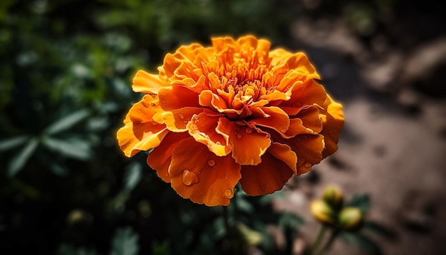 Vibrant dahlia blossom in formal garden vase generated by AI