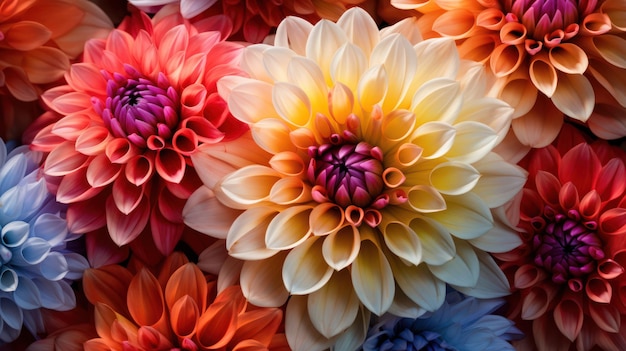 Vibrant Dahlia Flower Petals in Bright Colors AI Generated