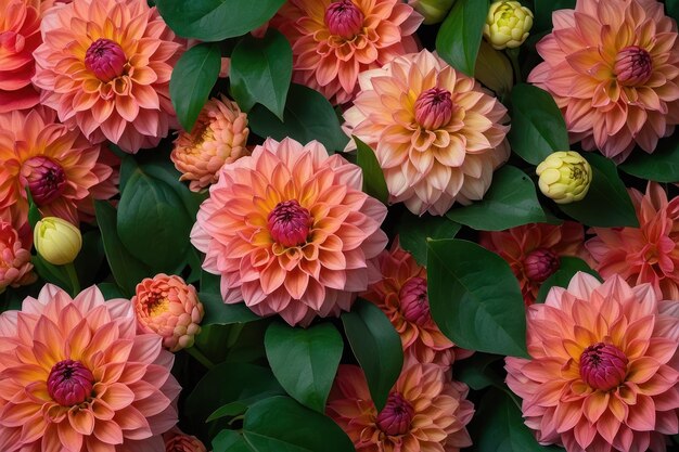 Foto i fiori vivaci della dahlia in piena fioritura