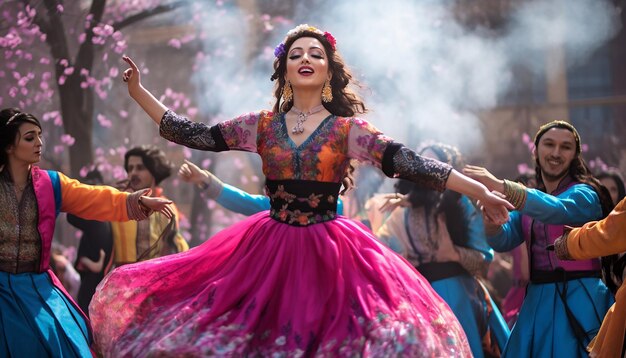 Photo the vibrant dance performances at a nowruz celebration