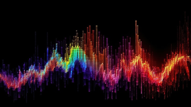 Foto vibrant data waves heldere grafiek