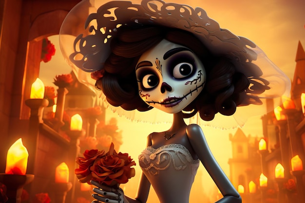 Foto vibrant day of the dead sfondo dell'illustrazione