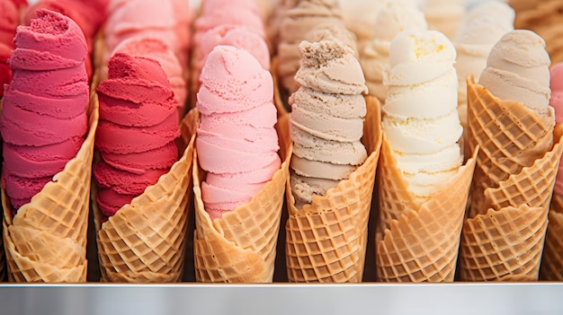 Яркий и вкусный ассортимент разноцветных рожков мороженого в Stylis
