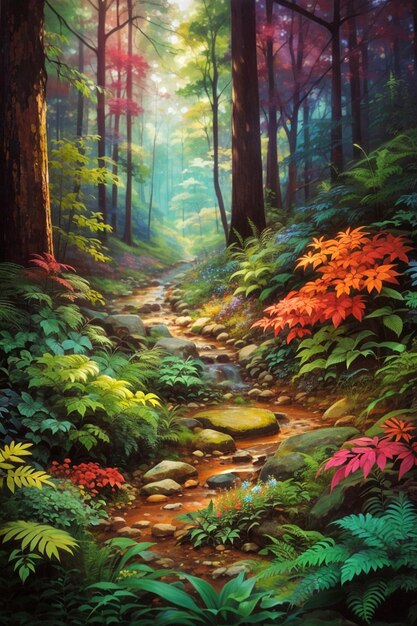 Vibrant dense forest background