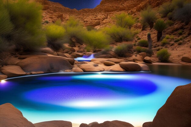 Photo a vibrant desert oasis