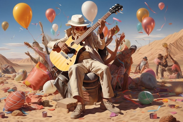 Vibrant Desert Party Balloons Guitars