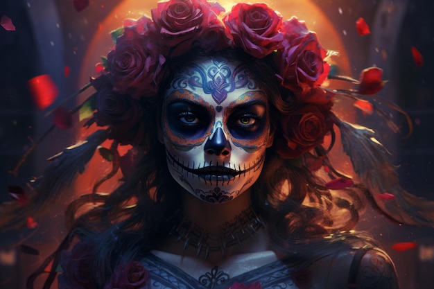 Vibrant Dia de los Muertos scene brought to life through Generative AI