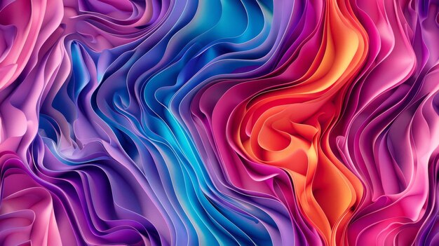 Vibrant digital art background with flowing abstract wave patterns