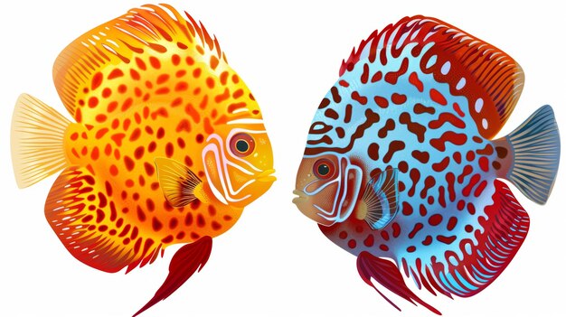 Photo vibrant discus fish duo in exquisite colors