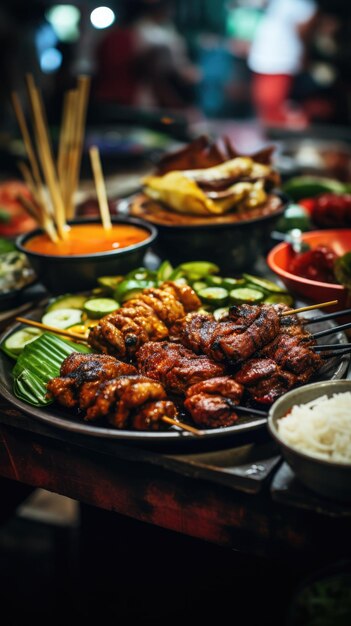 Premium Photo | Vibrant display of Indonesian street food delicacies