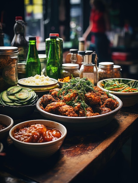Premium Photo | Vibrant display of Indonesian street food delicacies