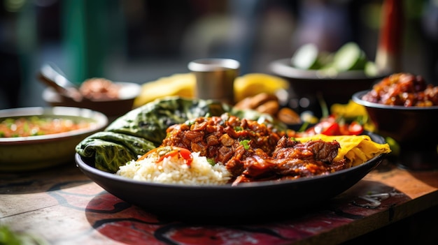 Premium Photo | Vibrant display of Indonesian street food delicacies