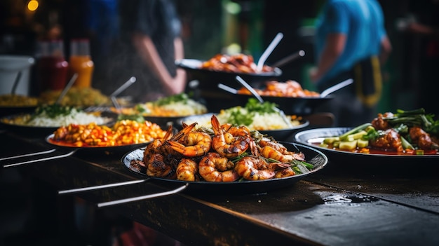 Premium Photo | Vibrant display of Indonesian street food delicacies