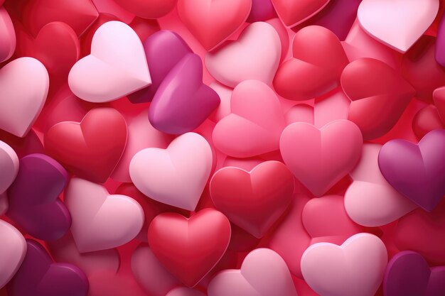 A vibrant display of numerous pink and red hearts gracefully floating in the air representing love and romance Masses of Valentines day hearts background wallpaper AI Generated