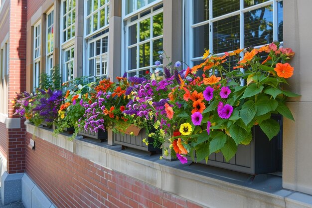 A Vibrant Display of Springs Arrival Municipal Office Building Adorned with Colorful Window Boxes